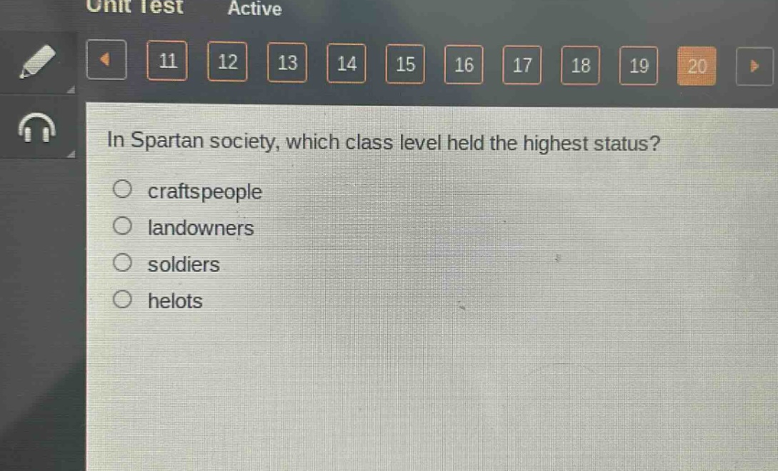 in spartan society, which class level held the highest status?\ncraftspeople\nlandowners\nsoldiers\nhelots