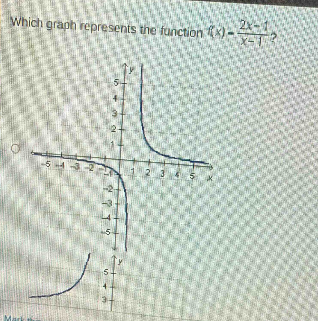 which graph represents the function $f(x)=\frac{2x - 1}{x - 1}$?