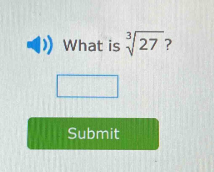 what is $sqrt3{27}$?