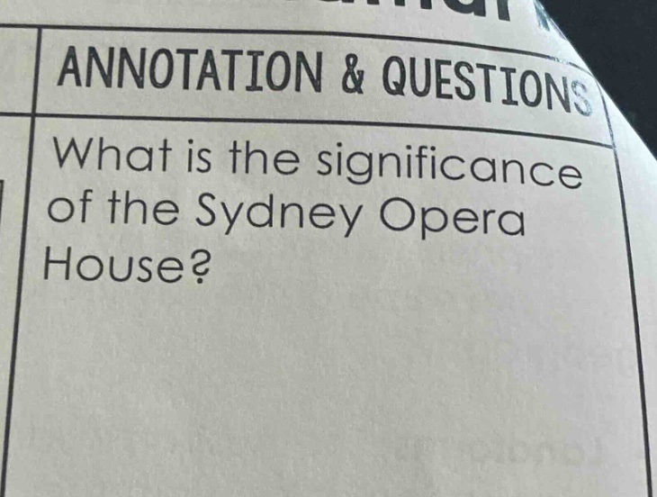 annotation & questions\nwhat is the significance of the sydney opera house?