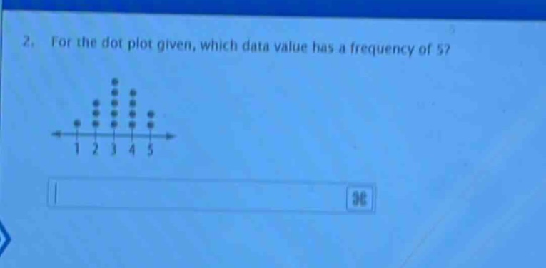 2. for the dot plot given, which data value has a frequency of 5?