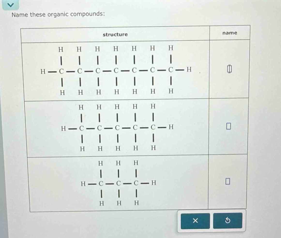 name these organic compounds: