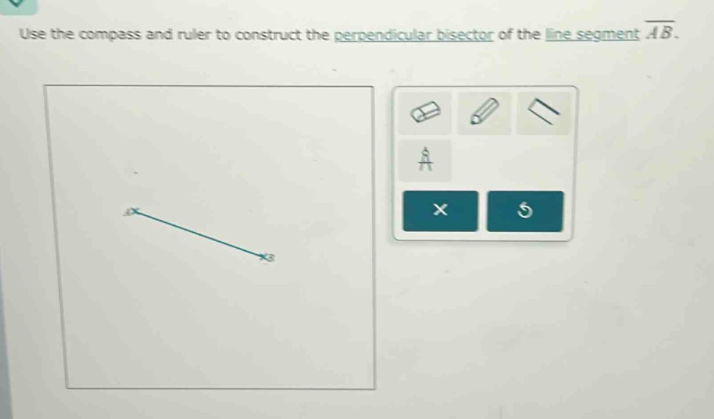 use the compass and ruler to construct the perpendicular bisector of the line segment $overline{ab}$.