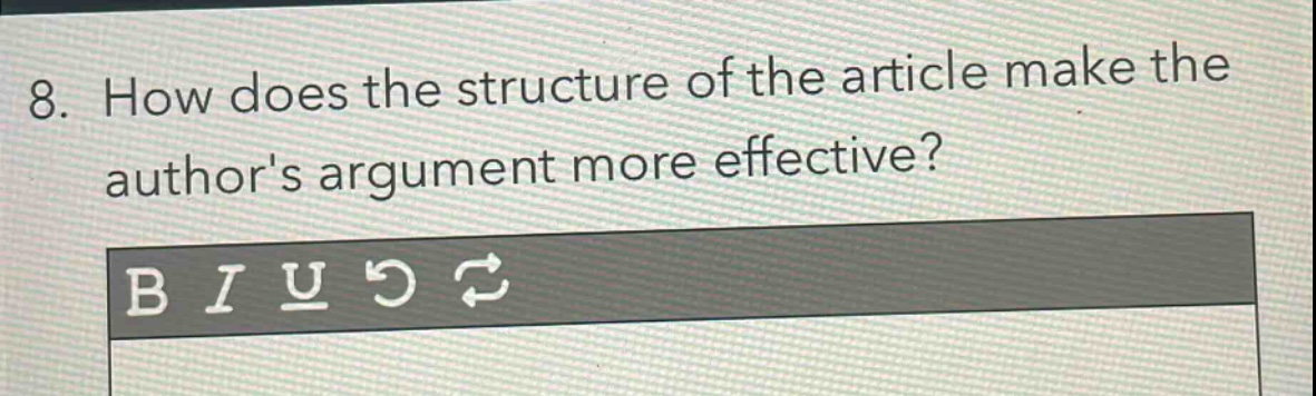 8. how does the structure of the article make the authors argument more effective?