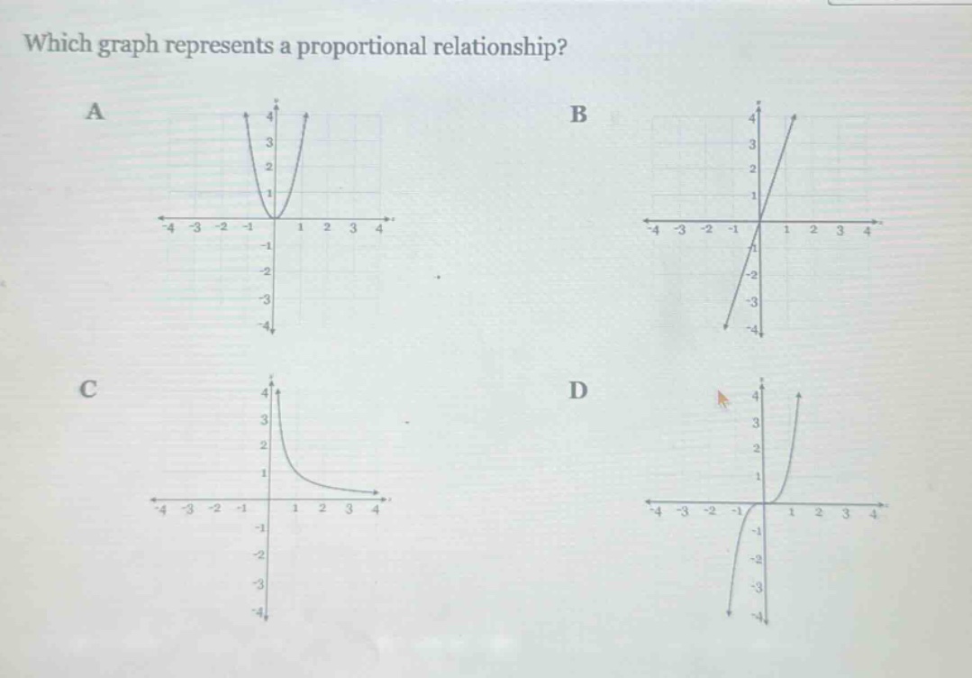 which graph represents a proportional relationship?