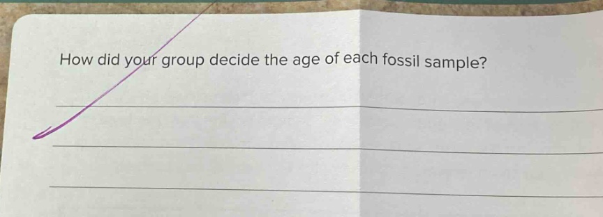how did your group decide the age of each fossil sample?