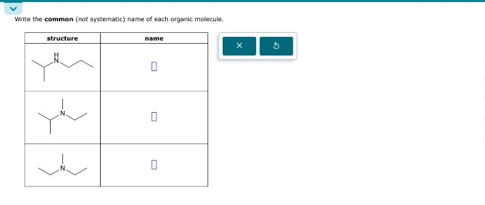 write the common (not systematic) name of each organic molecule.