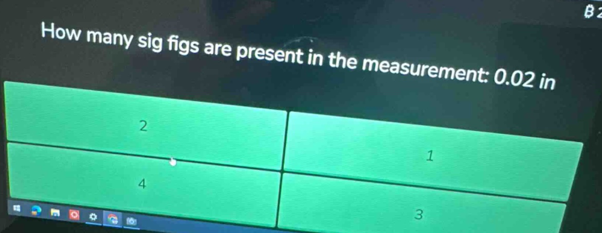 how many sig figs are present in the measurement: 0.02 in