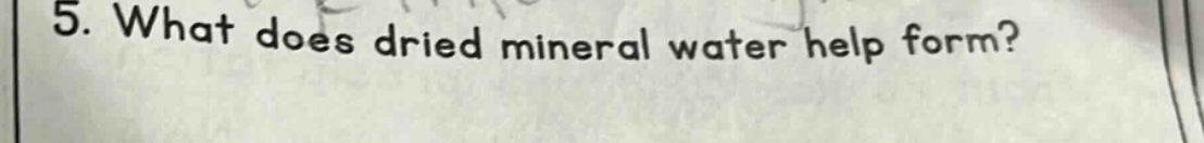 5. what does dried mineral water help form?