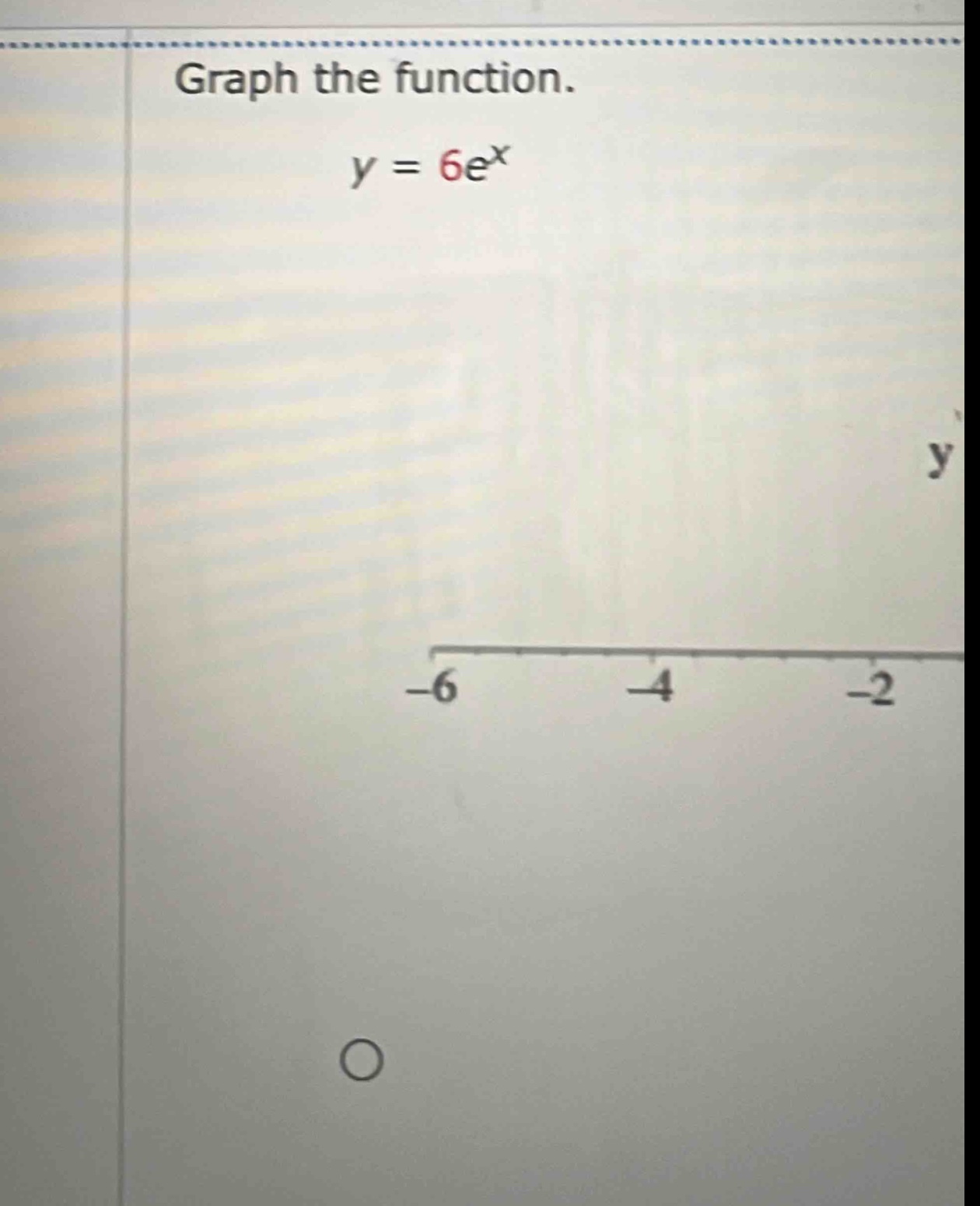 graph the function.\ny = 6e^x