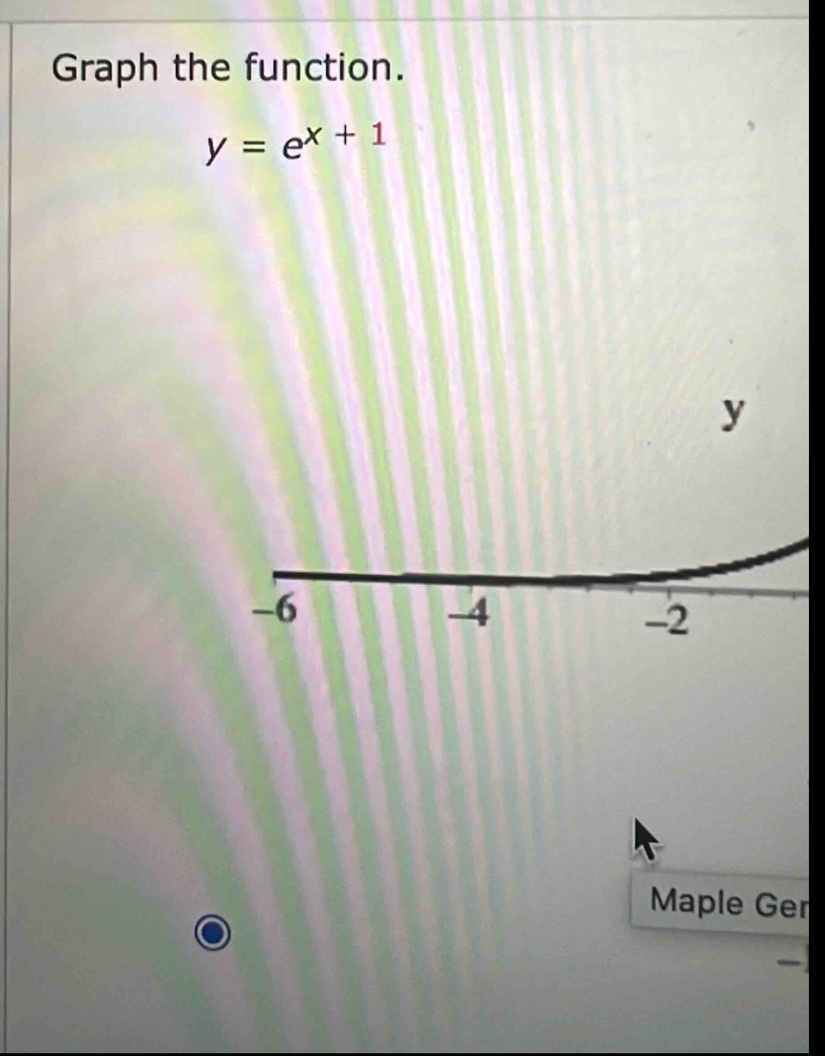graph the function.\ny = e^x + 1