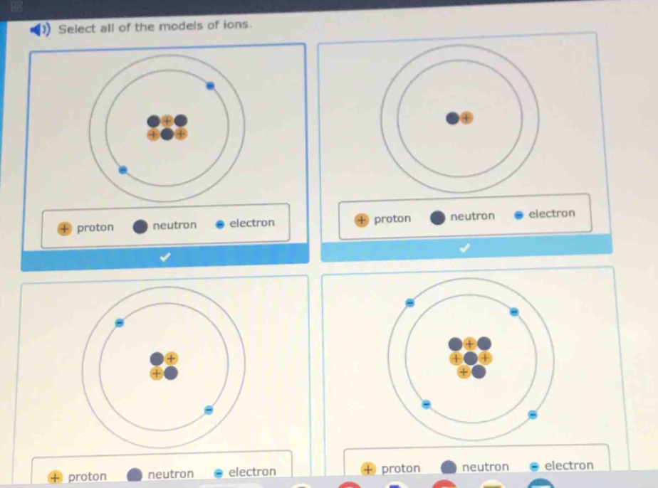 select all of the models of ions.