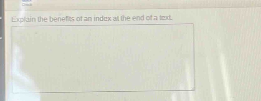 explain the benefits of an index at the end of a text.