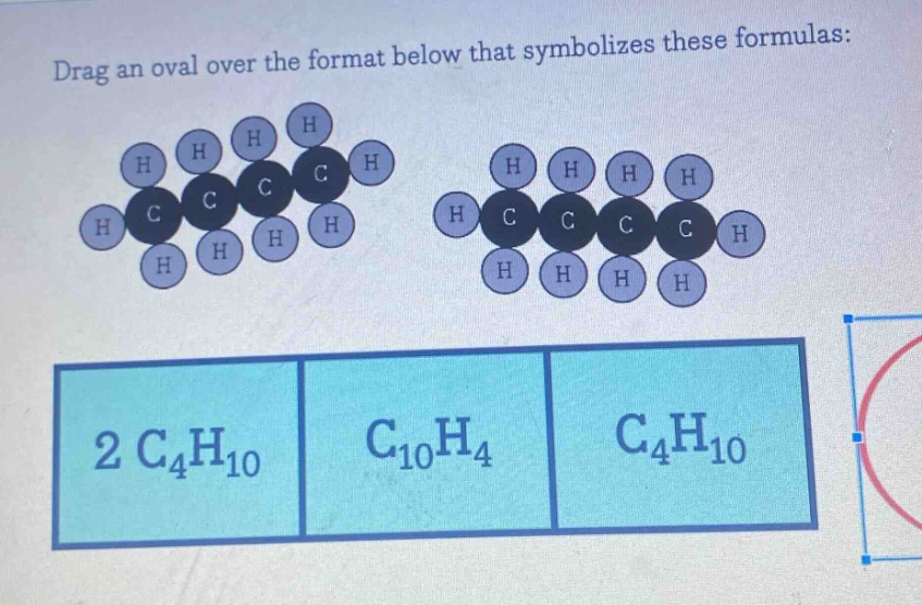 drag an oval over the format below that symbolizes these formulas: