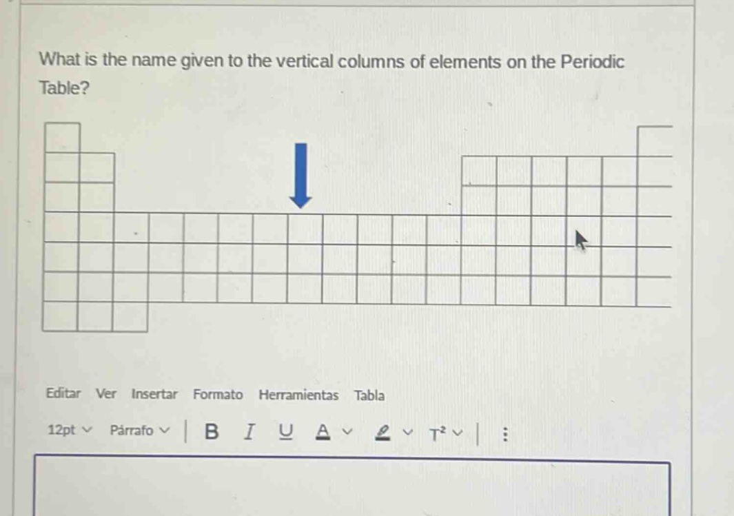 what is the name given to the vertical columns of elements on the periodic table?