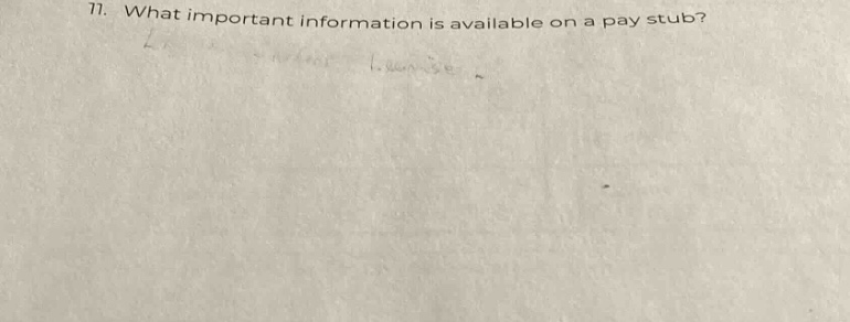 11. what important information is available on a pay stub?