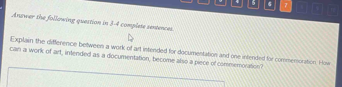 answer the following question in 3 - 4 complete sentences. explain the difference between a work of art intended for documentation and one intended for commemoration. how can a work of art, intended as a documentation, become also a piece of commemoration?