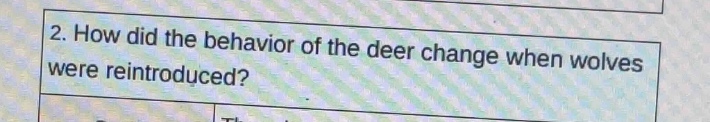 2. how did the behavior of the deer change when wolves were reintroduced?