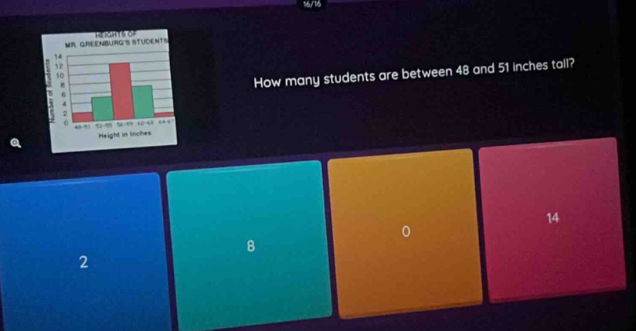 how many students are between 48 and 51 inches tall?