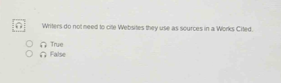 writers do not need to cite websites they use as sources in a works cited. true false