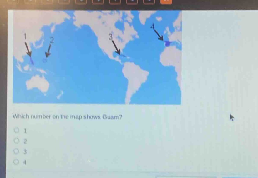 which number on the map shows guam?\n1\n2\n3\n4