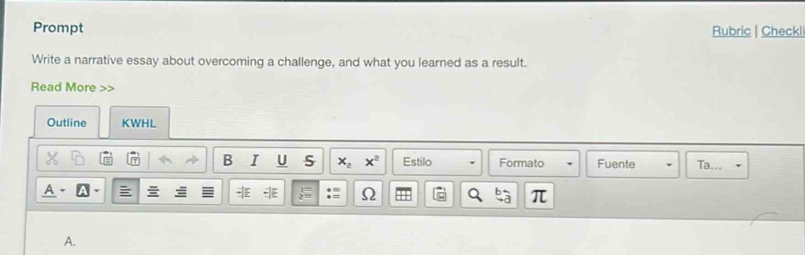 prompt\nwrite a narrative essay about overcoming a challenge, and what you learned as a result.\nread more >>\noutline kwhl