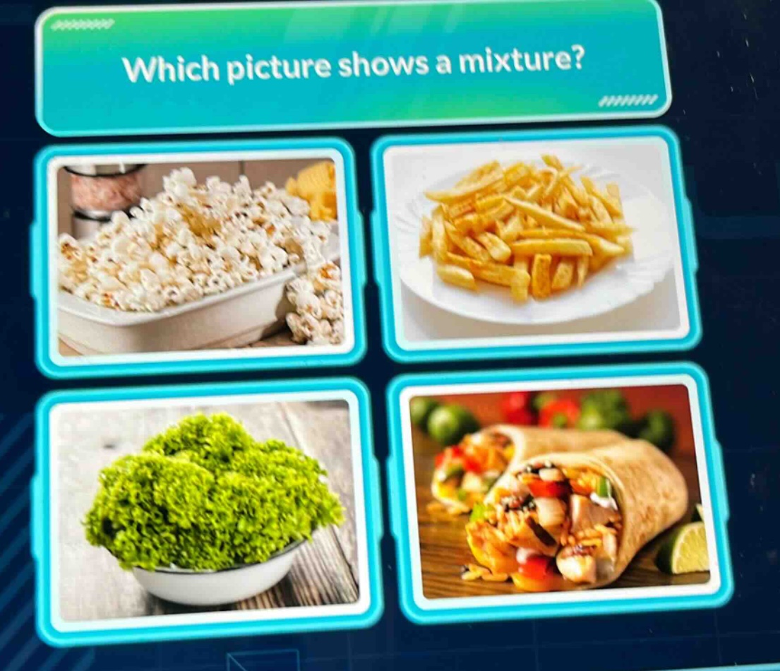 which picture shows a mixture?