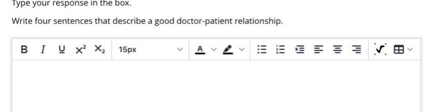 type your response in the box. write four sentences that describe a good doctor - patient relationship.