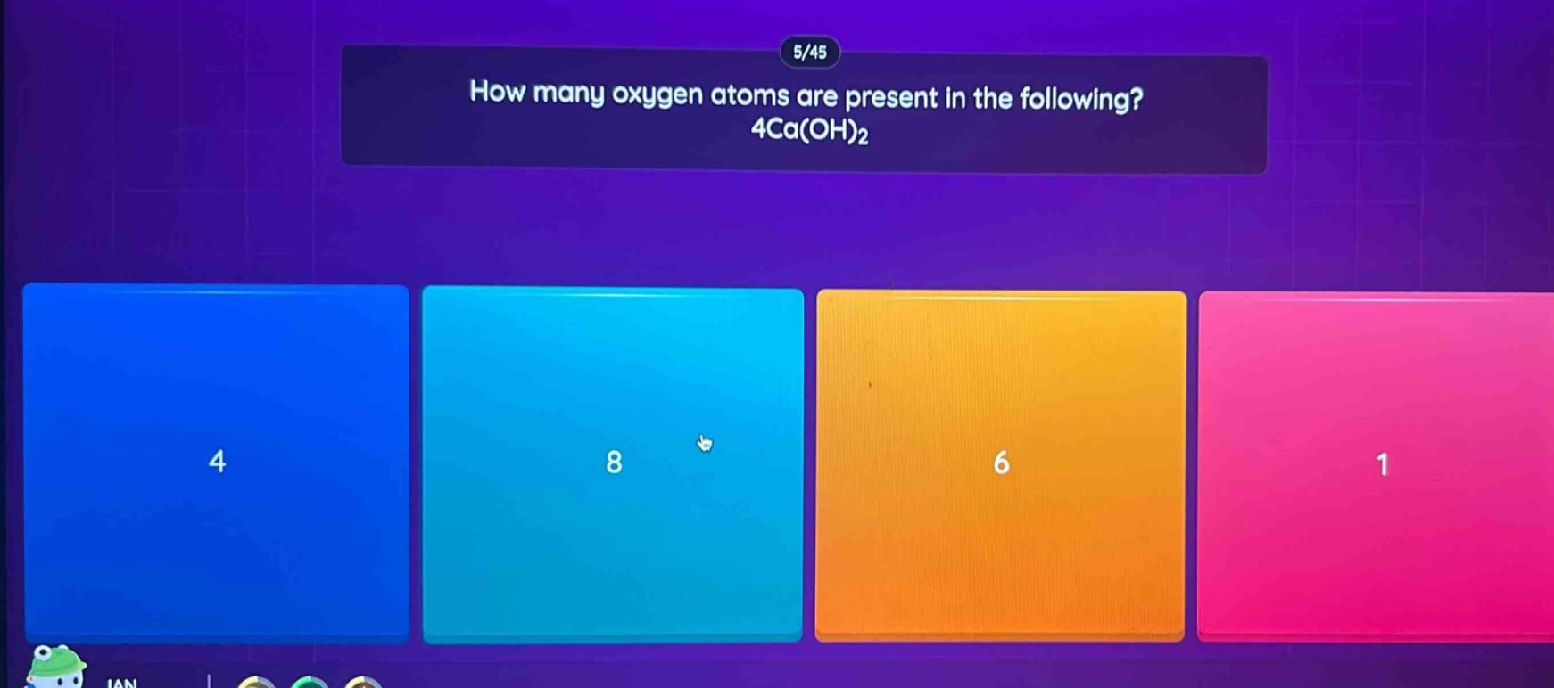 how many oxygen atoms are present in the following? 4ca(oh)2