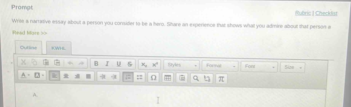 prompt\nwrite a narrative essay about a person you consider to be a hero. share an experience that shows what you admire about that person a\nread more >>\noutline kwhl