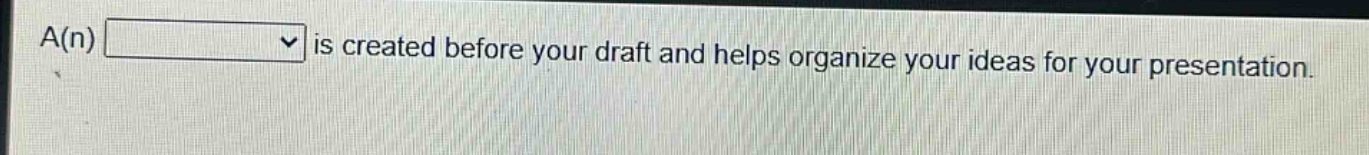 a(n) is created before your draft and helps organize your ideas for your presentation.