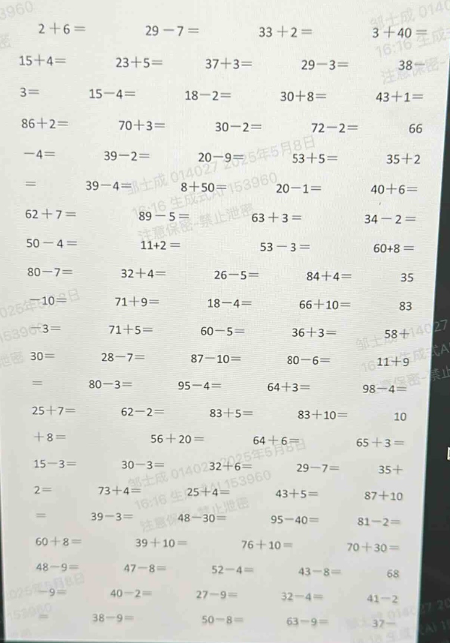 2 + 6 = 29 - 7 = 33 + 2 = 3 + 40 = 15 + 4 = 23 + 5 = 37 + 3 = 29 - 3 = 38 - 3 = 15 - 4 = 18 - 2 = 30 + 8 = 43 + 1 = 86 + 2 = 70 + 3 = 30 - 2 = 72 - 2 = 66 - 4 = 39 - 2 = 20 - 9 = 53 + 5 = 35 + 2 = 39 - 4 = 8 + 50 = 20 - 1 = 40 + 6 = 62 + 7 = 89 - 5 = 63 + 3 = 34 - 2 = 50 - 4 = 11 + 2 = 53 - 3 = 60 + 8 = 80 - 7 = 32 + 4 = 26 - 5 = 84 + 4 = 35 - 10 = 71 + 9 = 18 - 4 = 66 + 10 = 83 - 3 = 71 + 5 = 60 - 5 = 36 + 3 = 58 + 30 = 28 - 7 = 87 - 10 = 80 - 6 = 11 + 9 = 80 - 3 = 95 - 4 = 64 + 3 = 98 - 4 = 25 + 7 = 62 - 2 = 83 + 5 = 83 + 10 = 10 + 8 = 56 + 20 = 64 + 6 = 65 + 3 = 15 - 3 = 30 - 3 = 32 + 6 = 29 - 7 = 35 + 2 = 73 + 4 = 25 + 4 = 43 + 5 = 87 + 10 = 39 - 3 = 48 - 30 = 95 - 40 = 81 - 2 = 60 + 8 = 39 + 10 = 76 + 10 = 70 + 30 = 48 - 9 = 47 - 8 = 52 - 4 = 43 - 8 = 68 - 9 = 40 - 2 = 27 - 9 = 32 - 4 = 41 - 2 = 38 - 9 = 50 - 8 = 63 - 9 = 37 -