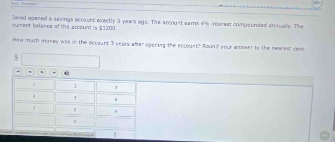 jared opened a savings account exactly 5 years ago. the account earns 4% interest compounded annually. the current balance of the account is $1200. how much money was in the account 3 years after opening the account? round your answer to the nearest cent.