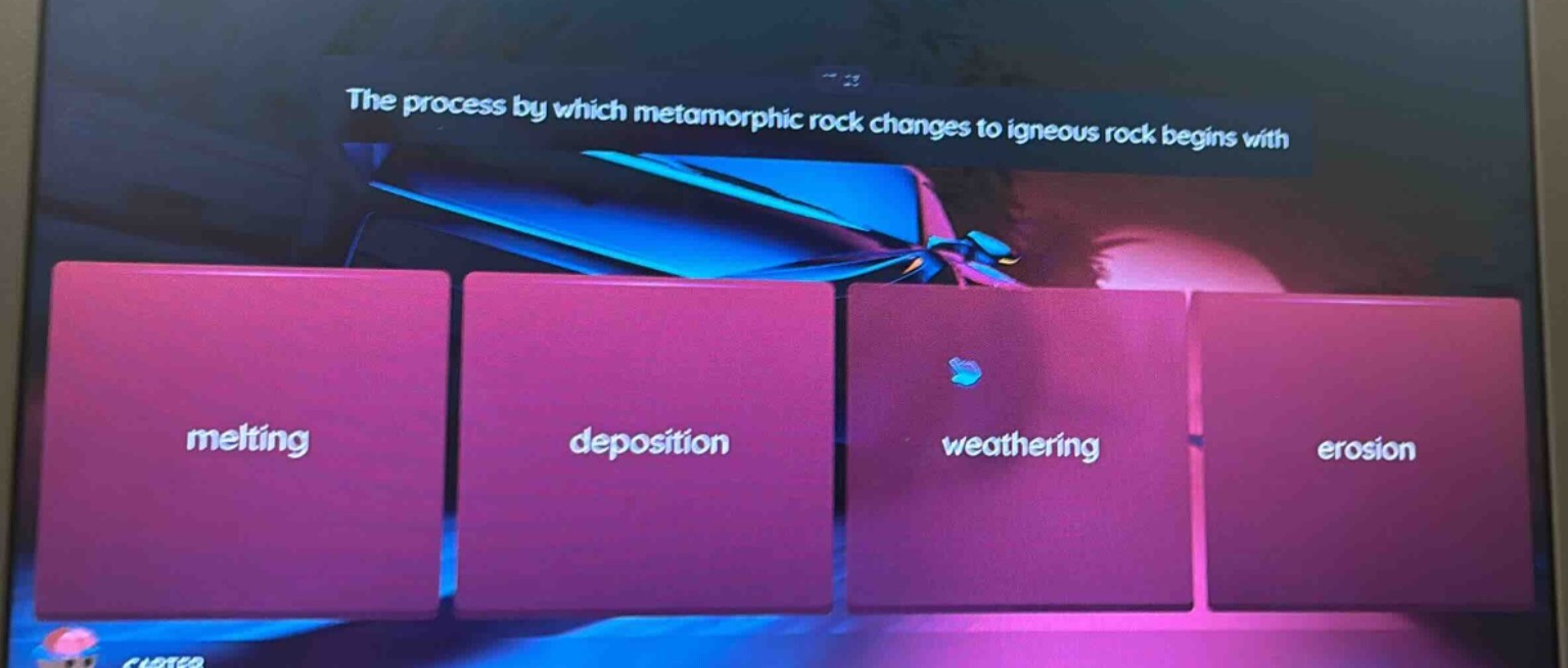 the process by which metamorphic rock changes to igneous rock begins with melting deposition weathering erosion