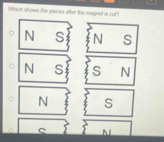 which shows the pieces after the magnet is cut?