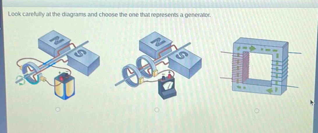 look carefully at the diagrams and choose the one that represents a generator.