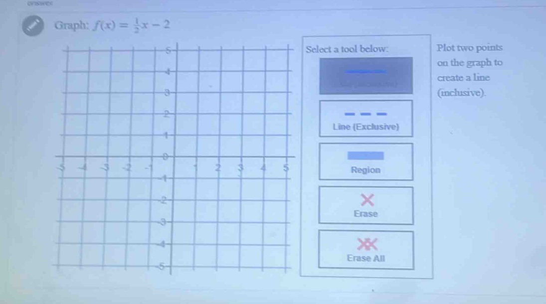 graph: $f(x)=\\frac{1}{2}x - 2$