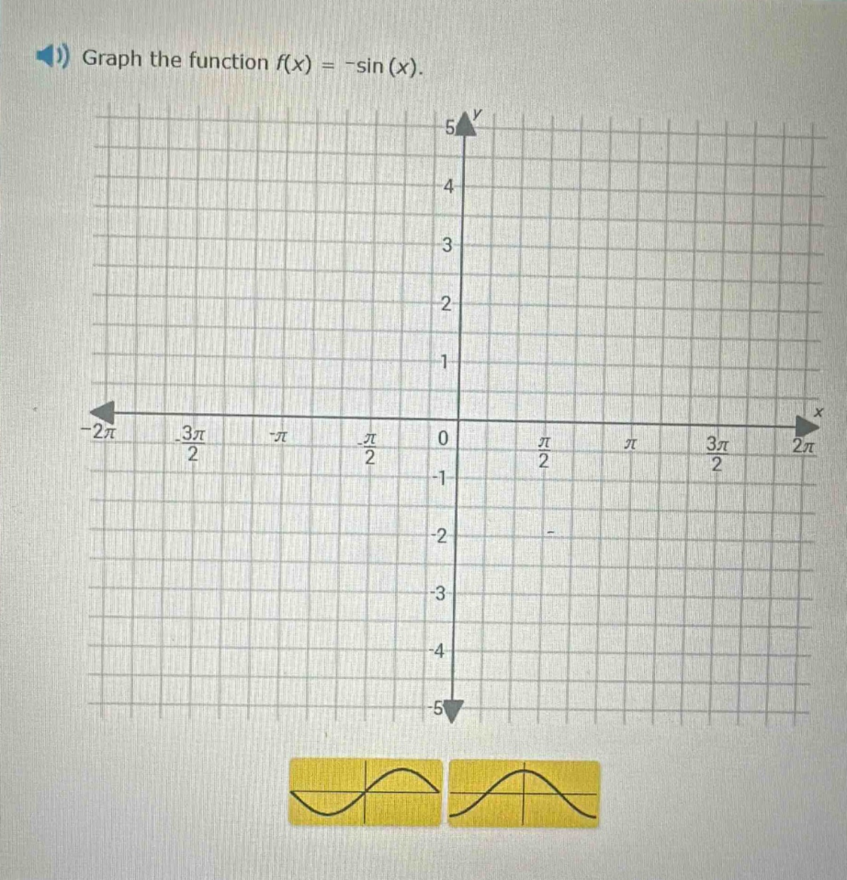 graph the function $f(x)=-\\sin(x)$.
