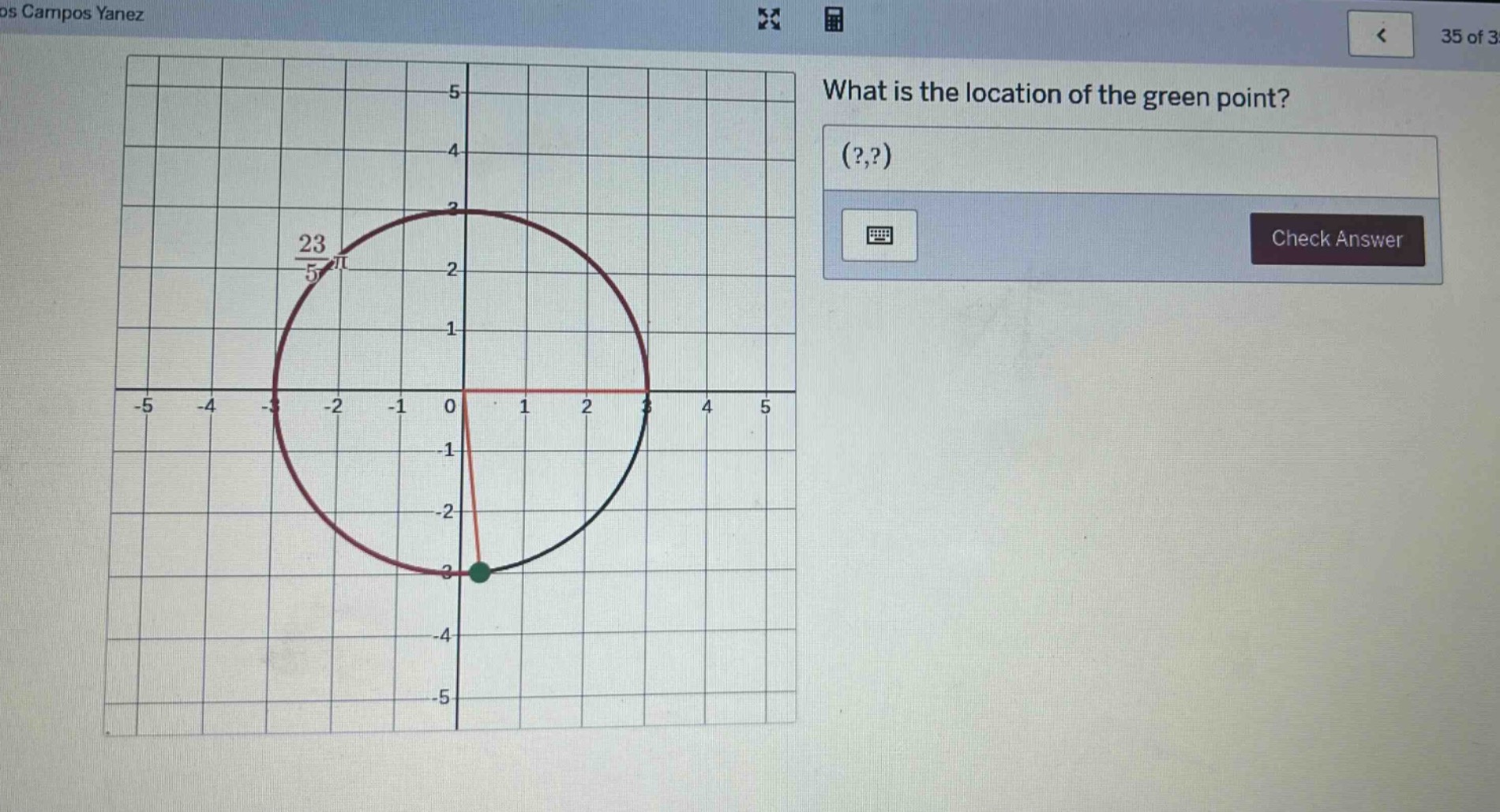what is the location of the green point? (?,?)