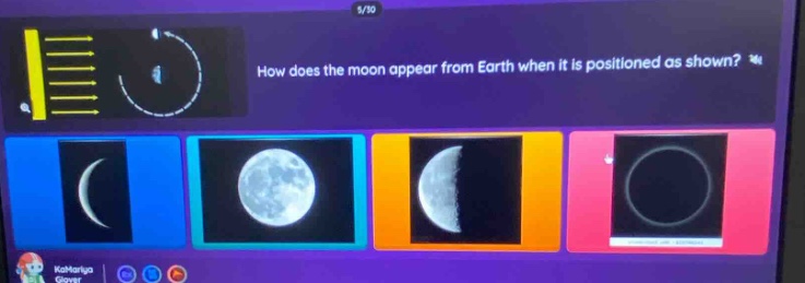 how does the moon appear from earth when it is positioned as shown?