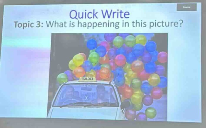 quick write\ntopic 3: what is happening in this picture?