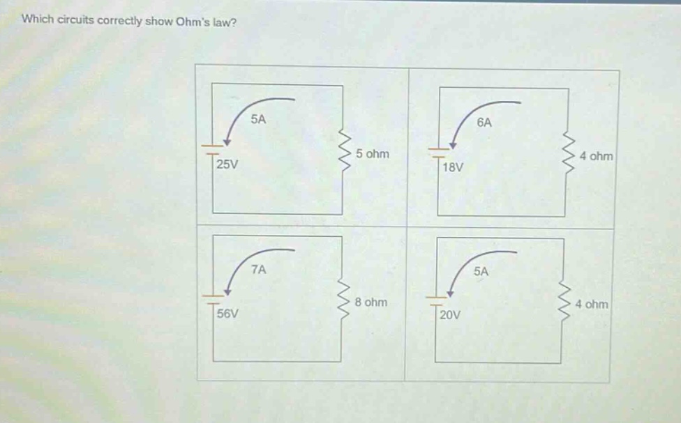 which circuits correctly show ohms law?