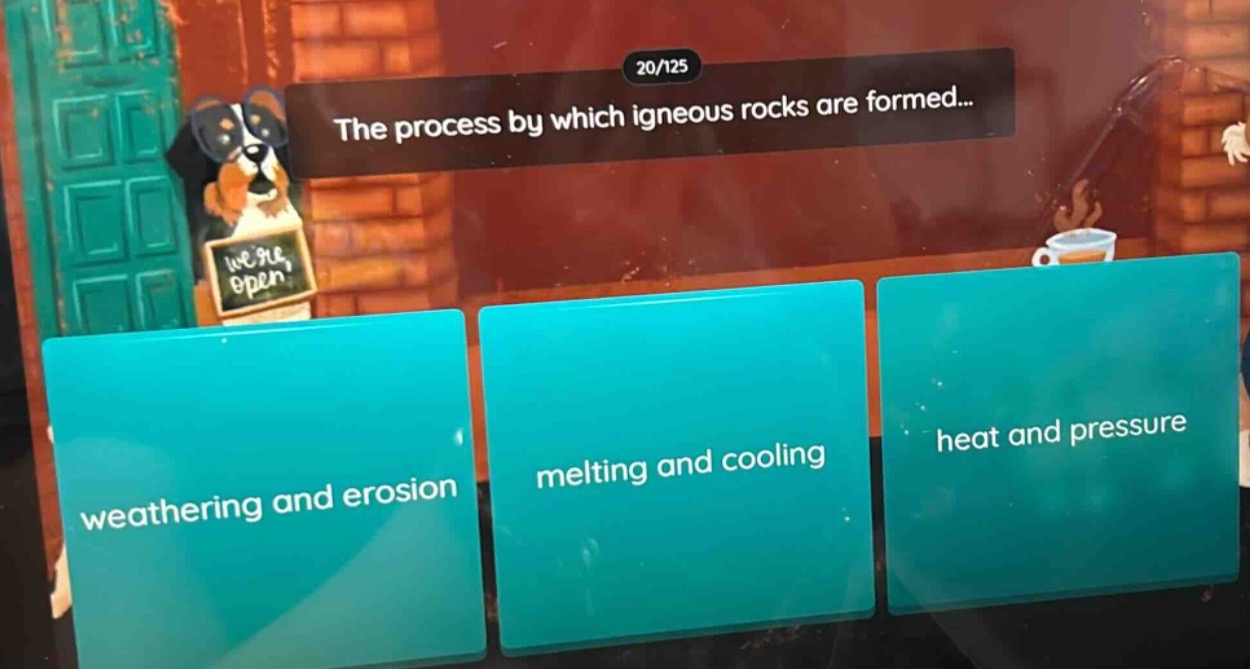 the process by which igneous rocks are formed... weathering and erosion melting and cooling heat and pressure