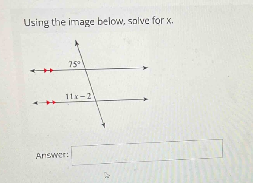 using the image below, solve for x.\nanswer:
