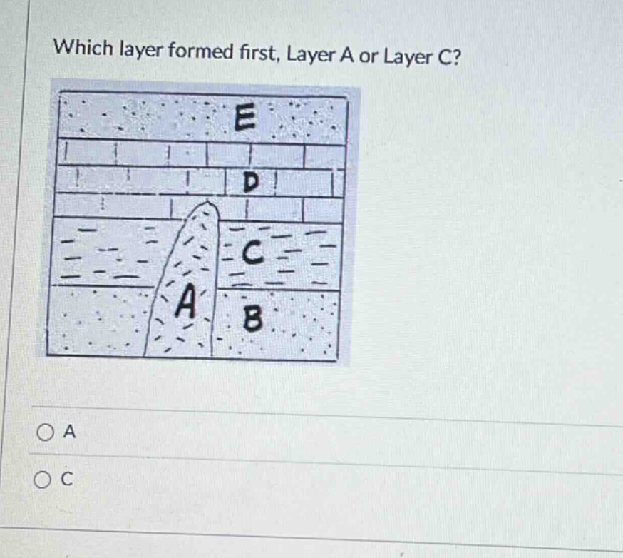 which layer formed first, layer a or layer c?\na\nc