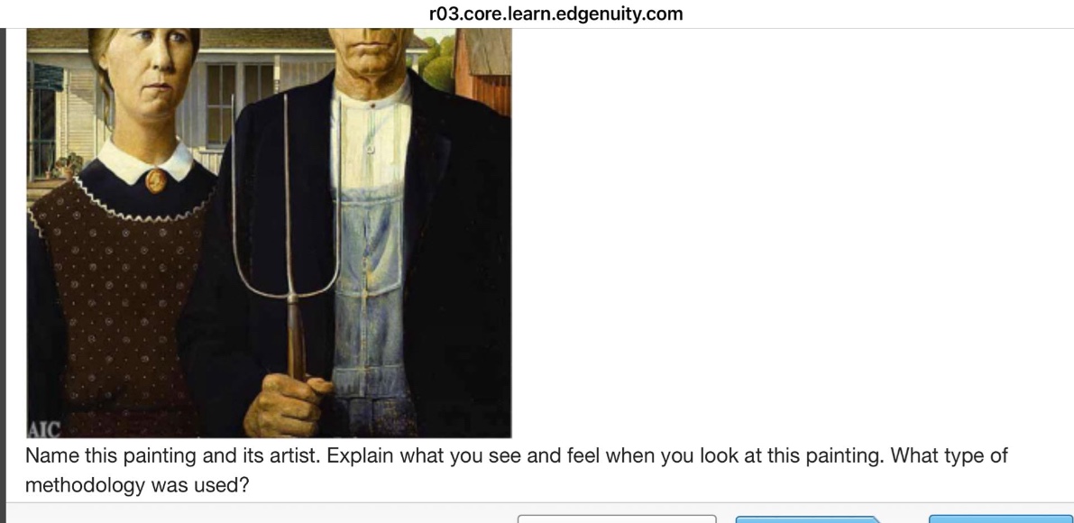 name this painting and its artist. explain what you see and feel when you look at this painting. what type of methodology was used?