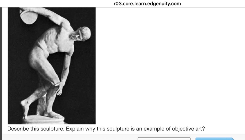 describe this sculpture. explain why this sculpture is an example of objective art?
