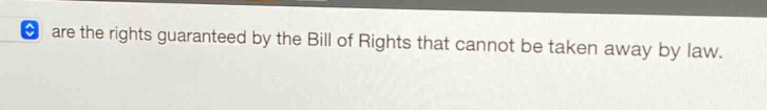are the rights guaranteed by the bill of rights that cannot be taken away by law.