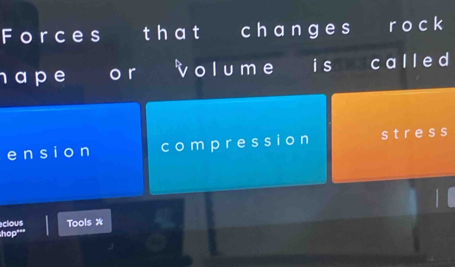 forces that changes rock shape or volume is called tension compression stress