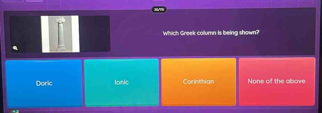 which greek column is being shown? doric ionic corinthian none of the above